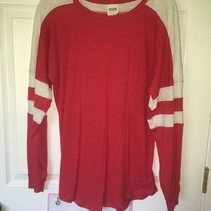 VSPINK Red long sleeves w/ white stripes